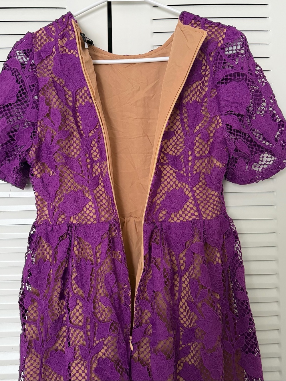 Dalia MacPhee Purple Floral Lace Midi Dress Size S - Picture 6 of 9